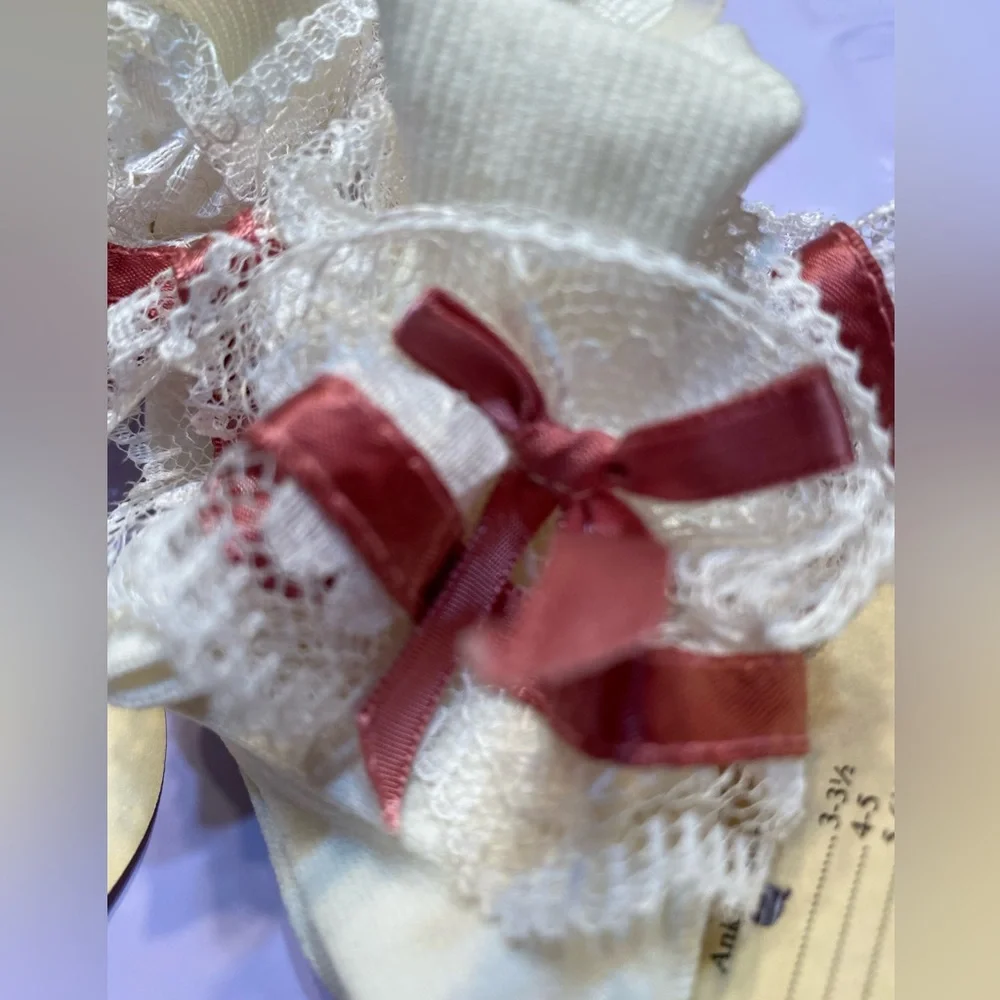 Pazazz children’s ruffled socks, two pair. Blue and rose accents.  Size small.